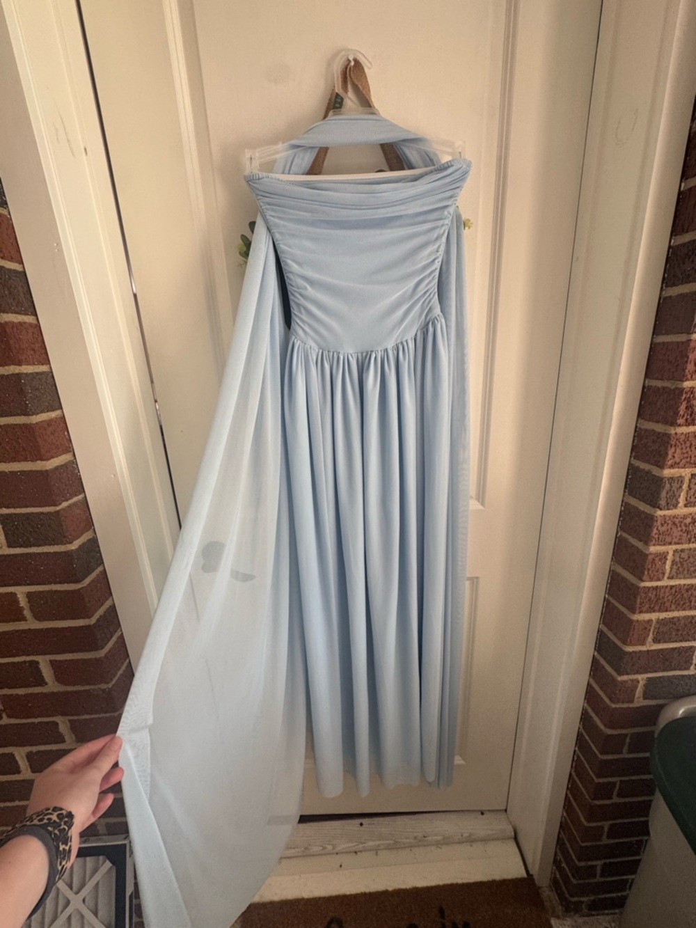 SHEIN Light Blue Strapless Flowing Gown